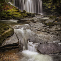 Buy canvas prints of Waterfall on The Upper Clydach River by Leighton Collins