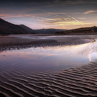 Buy canvas prints of The river at Three Cliffs Bay by Leighton Collins