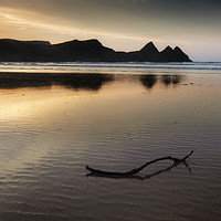 Buy canvas prints of Three Cliffs Bay reflection by Leighton Collins
