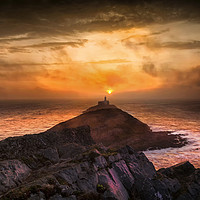 Buy canvas prints of Sunrise at Mumbles lighthouse by Leighton Collins