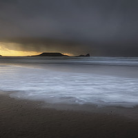 Buy canvas prints of Sunset at Worms Head and Rhossili Bay by Leighton Collins