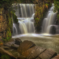 Buy canvas prints of The waterfall at Penllergare by Leighton Collins