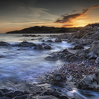 Buy canvas prints of Rotherslade Bay sunset by Leighton Collins