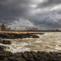Buy canvas prints of Storm Hannah builds up on the Porthcawl coastline by Leighton Collins