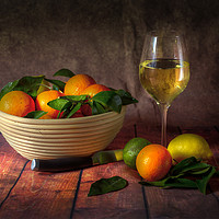 Buy canvas prints of Citrus fruit and wine by Leighton Collins