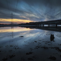 Buy canvas prints of Loughor estuary rail bridge by Leighton Collins