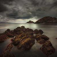 Buy canvas prints of Storm clouds over Mumbles lighthouse by Leighton Collins