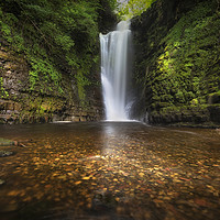 Buy canvas prints of Waterfall at Sgwd Einion Gam by Leighton Collins