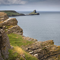 Buy canvas prints of The jagged cliffs of Worms Head by Leighton Collins