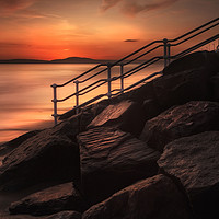 Buy canvas prints of Sunset at Aberavon beach breakwater by Leighton Collins