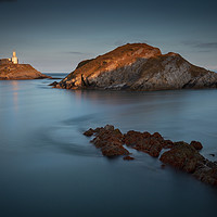 Buy canvas prints of Mumbles Lighthouse at dusk by Leighton Collins