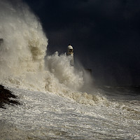 Buy canvas prints of Storm over Porthcawl lighthouse by Leighton Collins