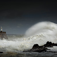 Buy canvas prints of Stormy sea at Porthcawl by Leighton Collins