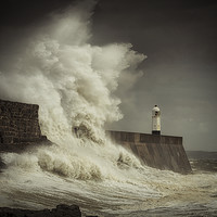 Buy canvas prints of Giant waves hit Porthcawl by Leighton Collins