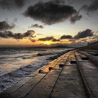 Buy canvas prints of Sunset at Aberavon beach by Leighton Collins