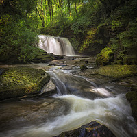 Buy canvas prints of The Upper Clydach River waterfall in Swansea by Leighton Collins