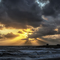 Buy canvas prints of Golden sunset at Porthcawl by Leighton Collins