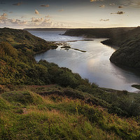 Buy canvas prints of High tide at Three Cliffs Bay by Leighton Collins