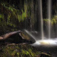 Buy canvas prints of Detail of Sgwd Ddwli Isaf waterfall by Leighton Collins