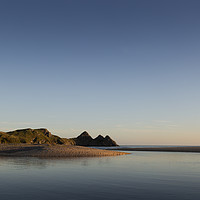 Buy canvas prints of Blue sky at Three Cliffs Bay  by Leighton Collins