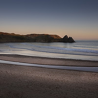 Buy canvas prints of Sand bar at Three Cliffs Bay by Leighton Collins