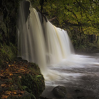Buy canvas prints of Autumn at Sgwd Ddwli Isaf waterfall by Leighton Collins