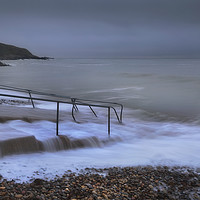 Buy canvas prints of A grey morning at Langland Bay. by Leighton Collins