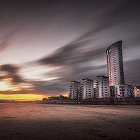 Buy canvas prints of Sweeping clouds sunset on Swansea Bay by Leighton Collins