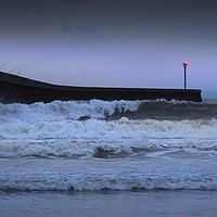 Buy canvas prints of Breaking waves and fishing rods by Leighton Collins