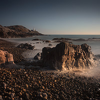 Buy canvas prints of The rocky foreshore at Bracelet Bay by Leighton Collins