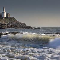 Buy canvas prints of A wave breaking on Bracelet Bay by Leighton Collins