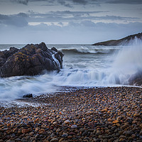 Buy canvas prints of Crashing waves on Rotherslade Bay by Leighton Collins
