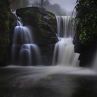 Buy canvas prints of The waterfall at Penllergare Valley Woods by Leighton Collins
