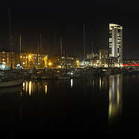 Buy canvas prints of Evening reflections in Swansea Marina by Leighton Collins