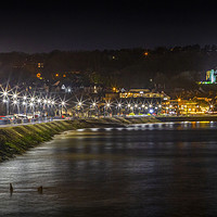 Buy canvas prints of Oystermouth promenade by night by Leighton Collins