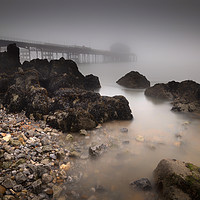 Buy canvas prints of Misty Mumbles pier by Leighton Collins