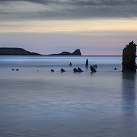 Buy canvas prints of The wreck of the Helvetia on Rhossili Bay, South W by Leighton Collins