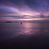 Buy canvas prints of Sunset on Rhossili Bay, South Wales UK by Leighton Collins