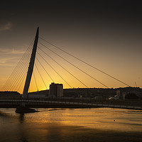 Buy canvas prints of Sunset over Swansea Sail Bridge by Leighton Collins