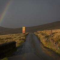 Buy canvas prints of Rainbow over the mountain road by Leighton Collins