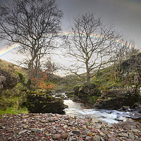 Buy canvas prints of Double rainbow over the river Tawe by Leighton Collins