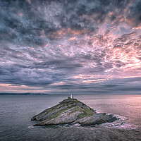 Buy canvas prints of Sunrise at Mumbles lighthouse by Leighton Collins