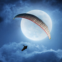 Buy canvas prints of Paragliding into the moon by Leighton Collins