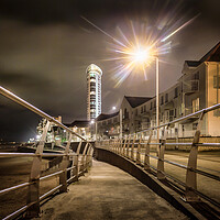 Buy canvas prints of Swansea promenade at night by Leighton Collins