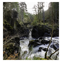Buy canvas prints of The Hermitage Dunkeld Waterfall by Les McLuckie