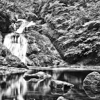Buy canvas prints of Majestic Waterfall in Black and White by Les McLuckie