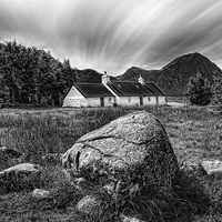 Buy canvas prints of Majestic Blackrock Cottage and Glencoe Mountains by Les McLuckie