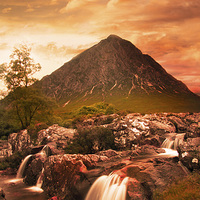 Buy canvas prints of Majestic River Flowing Through Glen Coe by Les McLuckie
