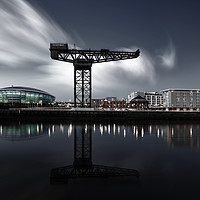 Buy canvas prints of Glasgows Illuminated Nighttime Skyline by Les McLuckie