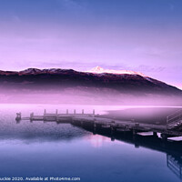 Buy canvas prints of Majestic Ben Lomond and Tranquil Tarbet Pier by Les McLuckie
